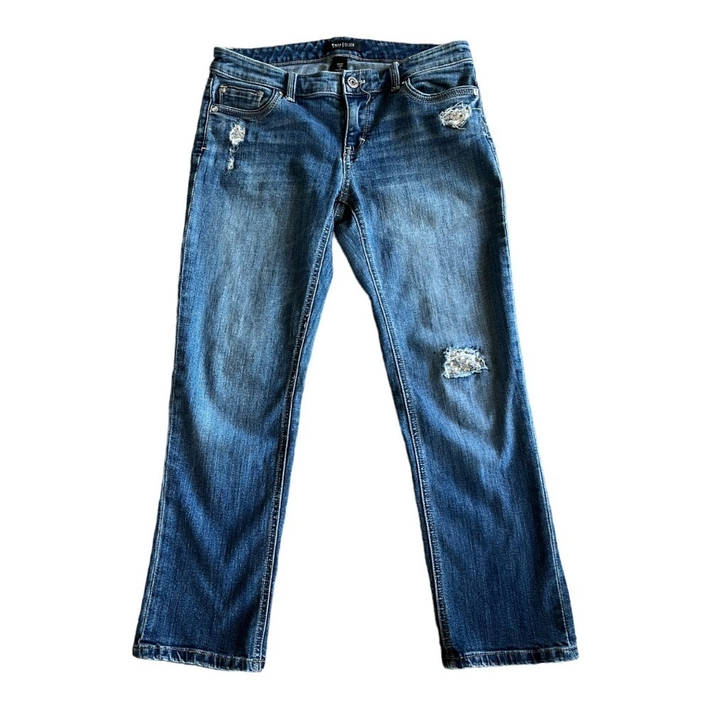 White House Black Market distressed crop leg jeans sz 2